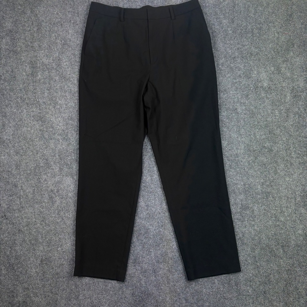 Uniqlo Smart Ankle Pants Mens L Black Tapered Stretch Trousers 464140 Dress